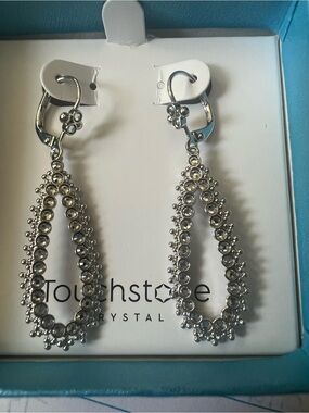 Touchstone Crystal ASPIRE earrings gorgeous crystals and bead work hoops BNIB